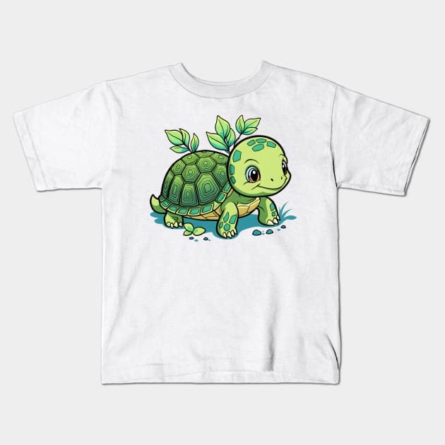 Cute Turtle Kids T-Shirt by Jackson Williams